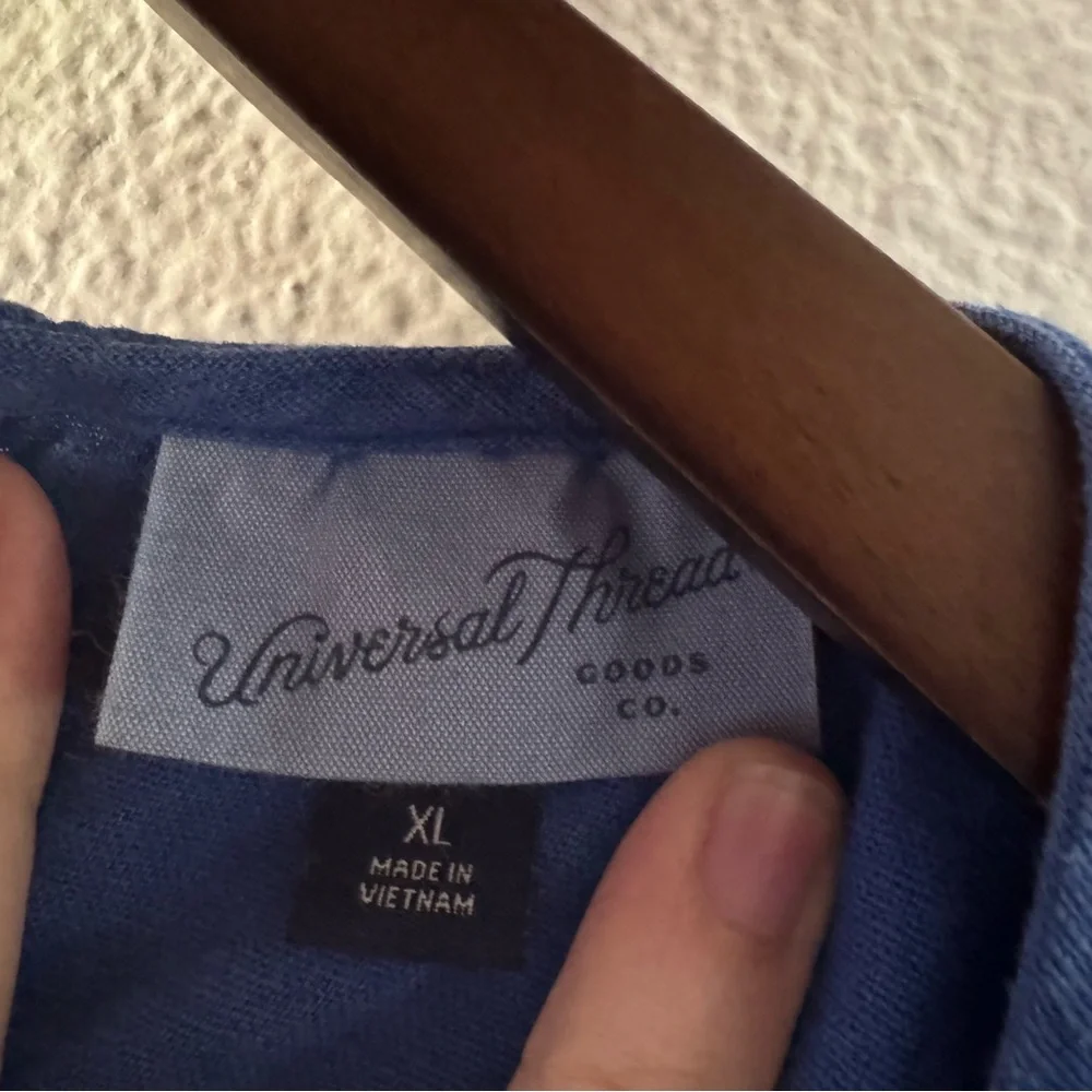 Universal Thread Blue Jumpsuit V Neck Open Back Wide Leg XL Boho Effortless Chic - Picture 12 of 16